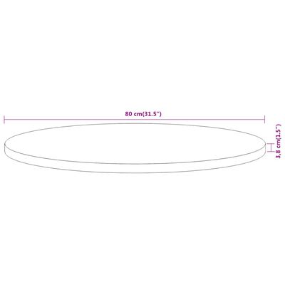 vidaXL Bordplate Ø80x3,8 cm rund heltre akasie