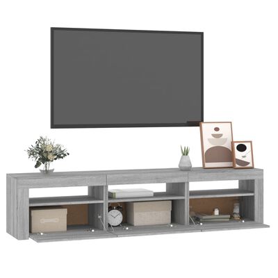 vidaXL TV-benk med LED-lys grå sonoma 180x35x40 cm