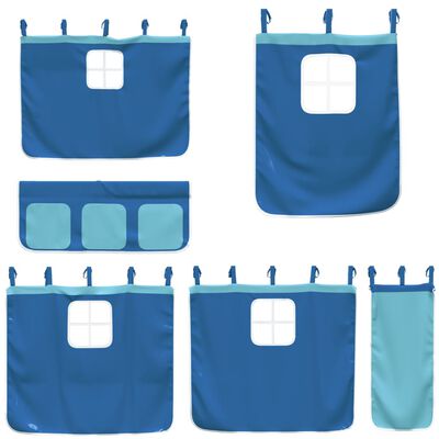 vidaXL Køyeseng for barn med gardiner blå 80x200 cm heltre furu