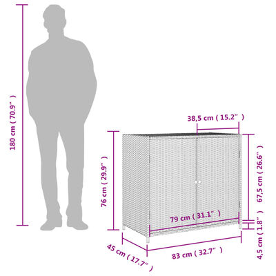 vidaXL Putekasse svart 83x45x76 cm polyrotting