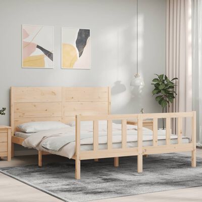 vidaXL Sengeramme med hodegavl 5FT King Size heltre