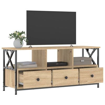 vidaXL TV-benk sonoma eik 102x33x45 cm konstruert tre og jern