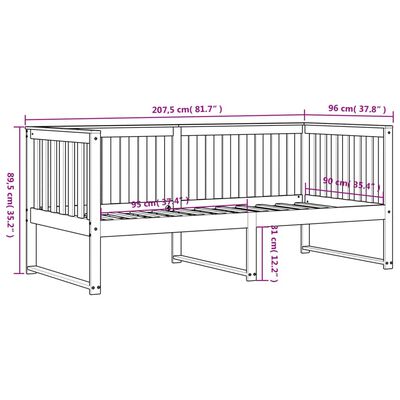 vidaXL Dagseng hvit 90x200 cm heltre furu