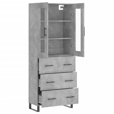 vidaXL Highboard betonggrå 69,5x34x180 cm konstruert tre