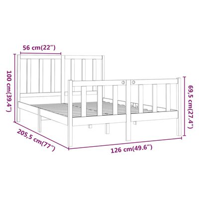 vidaXL Sengeramme svart heltre furu 120x200 cm