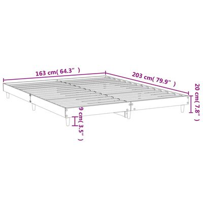 vidaXL Sengeramme uten madrass sonoma eik 160x200 cm konstruert tre