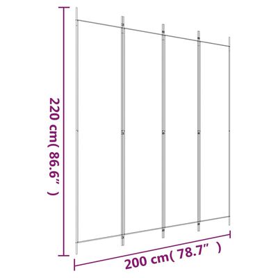 vidaXL Romdeler 4 paneler svart 200x220 cm stoff