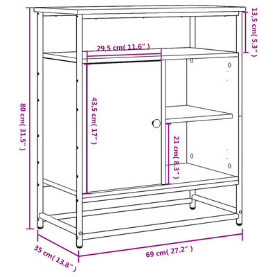 vidaXL Skjenk svart 69x35x80 cm konstruert tre