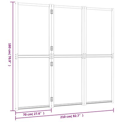 vidaXL Romdeler 3 paneler svart 210x180 cm