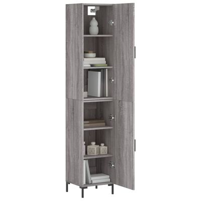 vidaXL Highboard grå sonoma 34,5x34x180 cm konstruert tre