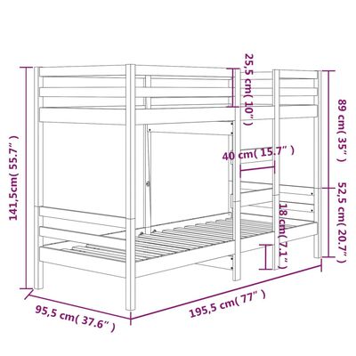 vidaXL Køyeseng uten madrass 90x190 cm heltre furu