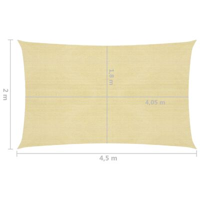 vidaXL Solseil 160 g/m² beige 2x4,5 m HDPE