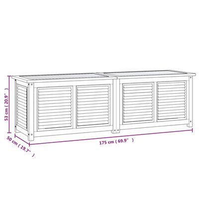 vidaXL Putekasse med pose 175x50x53 cm heltre teak