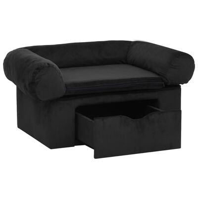 vidaXL Hundesofa med skuff svart 75x50x38 cm plysj