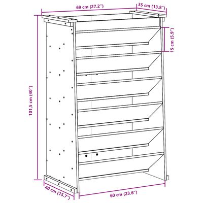 vidaXL Vegghengt plantekasse 6 etasjer 69x40x101,5 cm impregnert furu