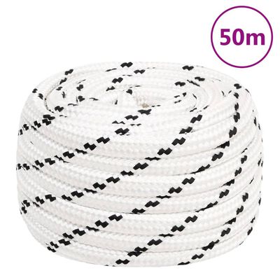 vidaXL Arbeidstau hvit 18 mm 50 m polyester