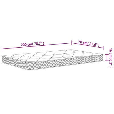 vidaXL Skummadrass middels myk 70x200 cm