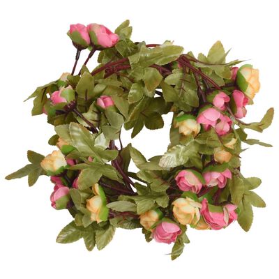 vidaXL Blomsterkranser for jul 6 stk rosa 215 cm