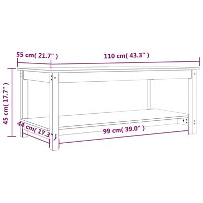 vidaXL Salongbord grå 110x55x45 cm heltre furu