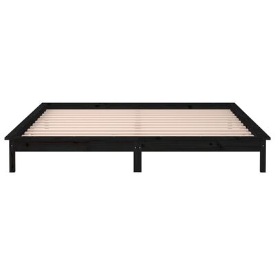 vidaXL Sengeramme med LED svart 120x190 cm Small Double heltre