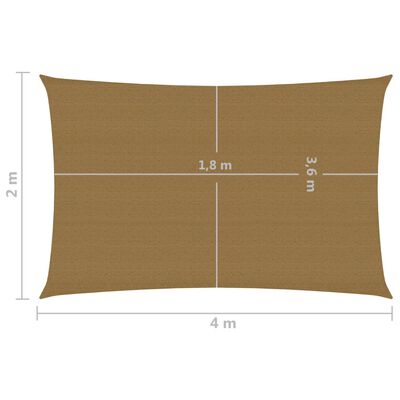 vidaXL Solseil 160 g/m² gråbrun 2x4 m HDPE