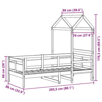 vidaXL Dagseng med tak 80x200 cm heltre furu