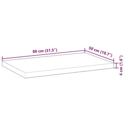 vidaXL Bordplate rektangulær 80x50x4 cm heltre akasie