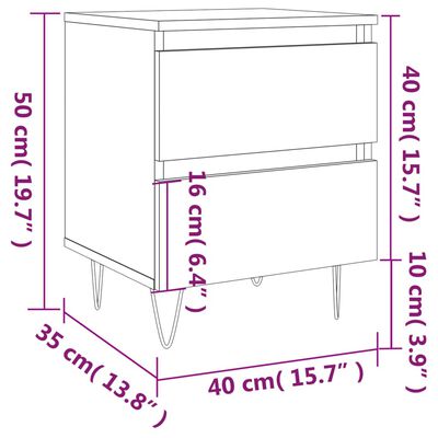 vidaXL Nattbord 2 stk svart 40x35x50 cm konstruert tre