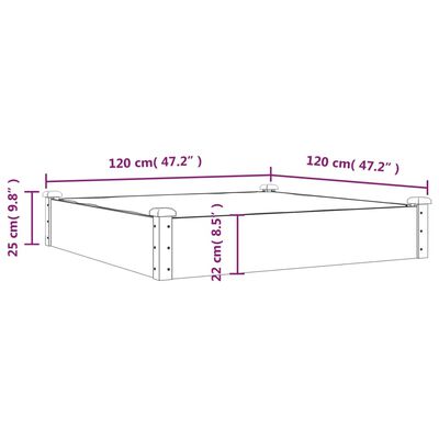 vidaXL Høybed med foring brun 120x120x25 cm heltre gran