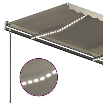 vidaXL Manuell uttrekkbar markise med LED 450x350 cm kremhvit