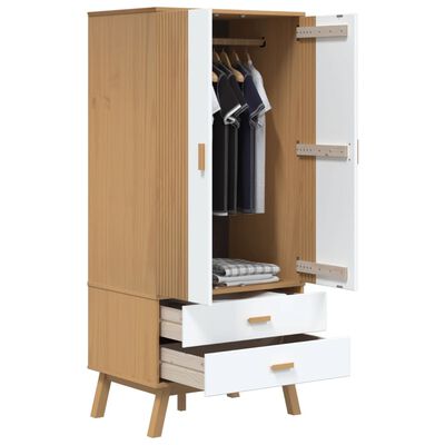 vidaXL Garderobe OLDEN hvit og brun 76,5x53x172 cm heltre furu