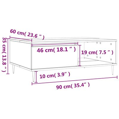 vidaXL Salongbord grå sonoma 90x60x35 cm konstruert tre