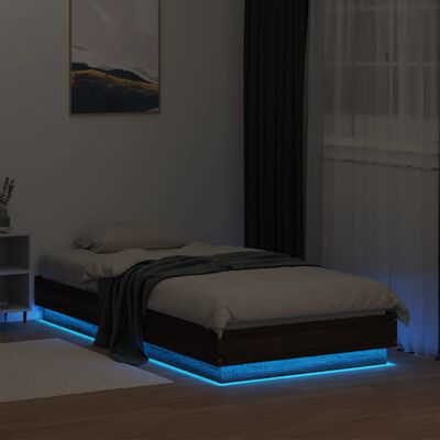 vidaXL Sengeramme med LED-lys brun eik 90x190 cm