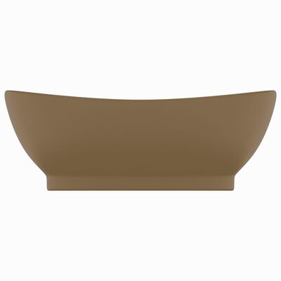 vidaXL Luksuriøs servant med overløp oval matt krem 58,5x39cm keramisk