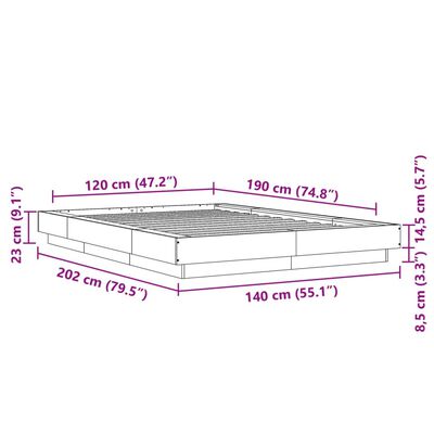 vidaXL Sengeramme hvit 120x190 cm konstruert tre