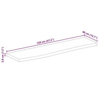 vidaXL Bordplate 120x40x3,8 cm naturlig kant heltre mango