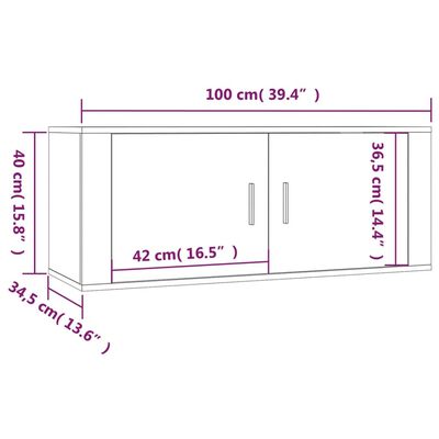 vidaXL Vegghengte TV-benker 3 stk røkt eik 100x34,5x40 cm