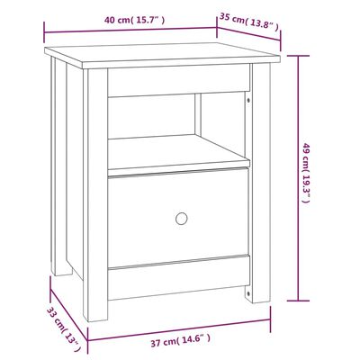 vidaXL Nattbord svart 40x35x49 heltre furu