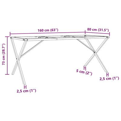 vidaXL Ben for spisebord X-ramme 160x80x73 cm støpejern