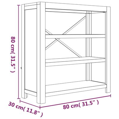 vidaXL Bokhylle 3 etasjer 80x30x80 cm heltre akasie