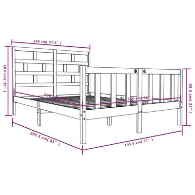 vidaXL Sengeramme heltre furu 140x200 cm