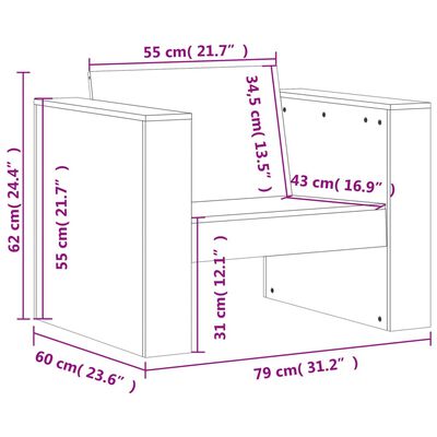 vidaXL Hagesofagruppe 2 deler hvit heltre furu