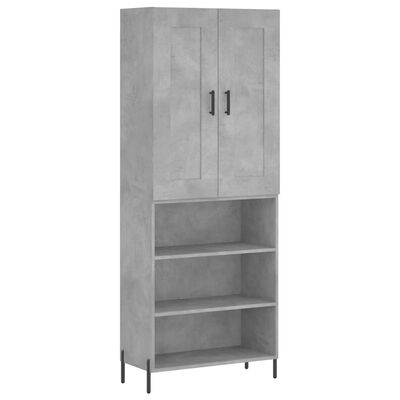 vidaXL Highboard betonggrå 69,5x34x180 cm konstruert tre