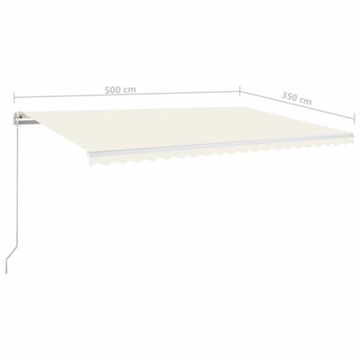 vidaXL Manuell uttrekkbar markise med LED 500x350 cm kremhvit