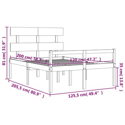 vidaXL Seniorseng med hodegavl 120x200 cm heltre