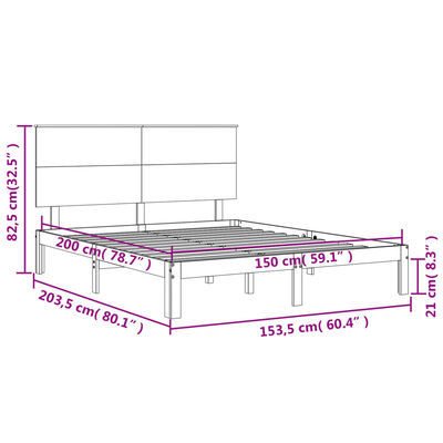 vidaXL Sengeramme med hodegavl hvit King Size heltre