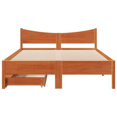 vidaXL Sengeramme med skuffer brun 140x190 cm heltre furu