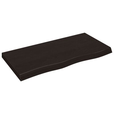 vidaXL Bordplate mørkebrun 100x50x(2-6) cm behandlet heltre eik