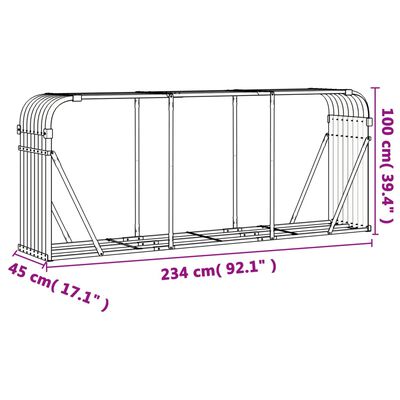 vidaXL Vedholder lysegrå 234x45x100 cm galvanisert stål