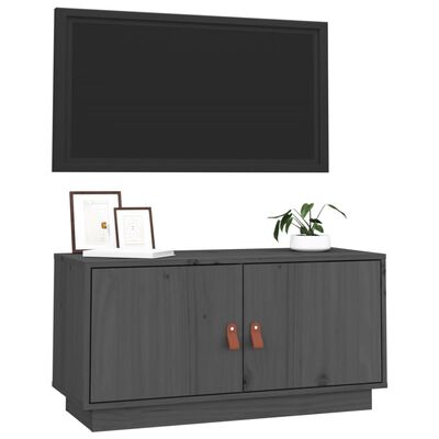 vidaXL TV-benk grå 80x34x40 cm heltre furu